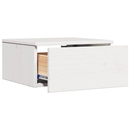 Bedside Table White 37 x 35 x 18.5 cm Solid pine wood