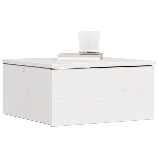 Bedside Table White 37 x 35 x 18.5 cm Solid pine wood