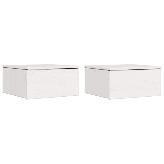 Bedside Table 2 pcs White 37 x 35 x 18.5 cm Solid pine wood