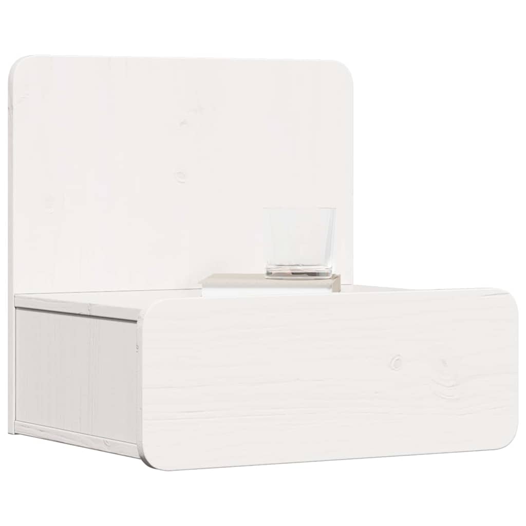 Bedside Table White 44 x 32.5 x 40 cm Solid pine wood
