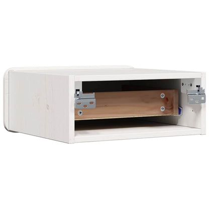Bedside Table White 39 x 34 x 16.5 cm Solid pine wood