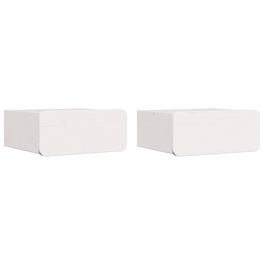 Bedside Table 2 pcs White 39 x 34 x 16.5 cm Solid pine wood