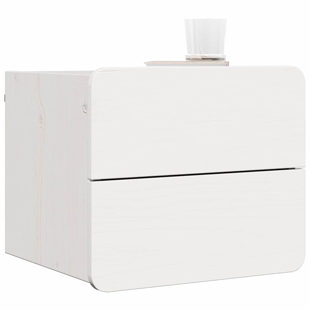Bedside Table with Drawer White 39 x 34 x 33 cm Solid pinewood