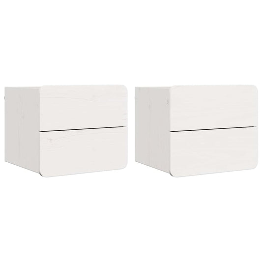 Bedside Table 2 pcs White 39 x 34 x 33 cm Solid pinewood