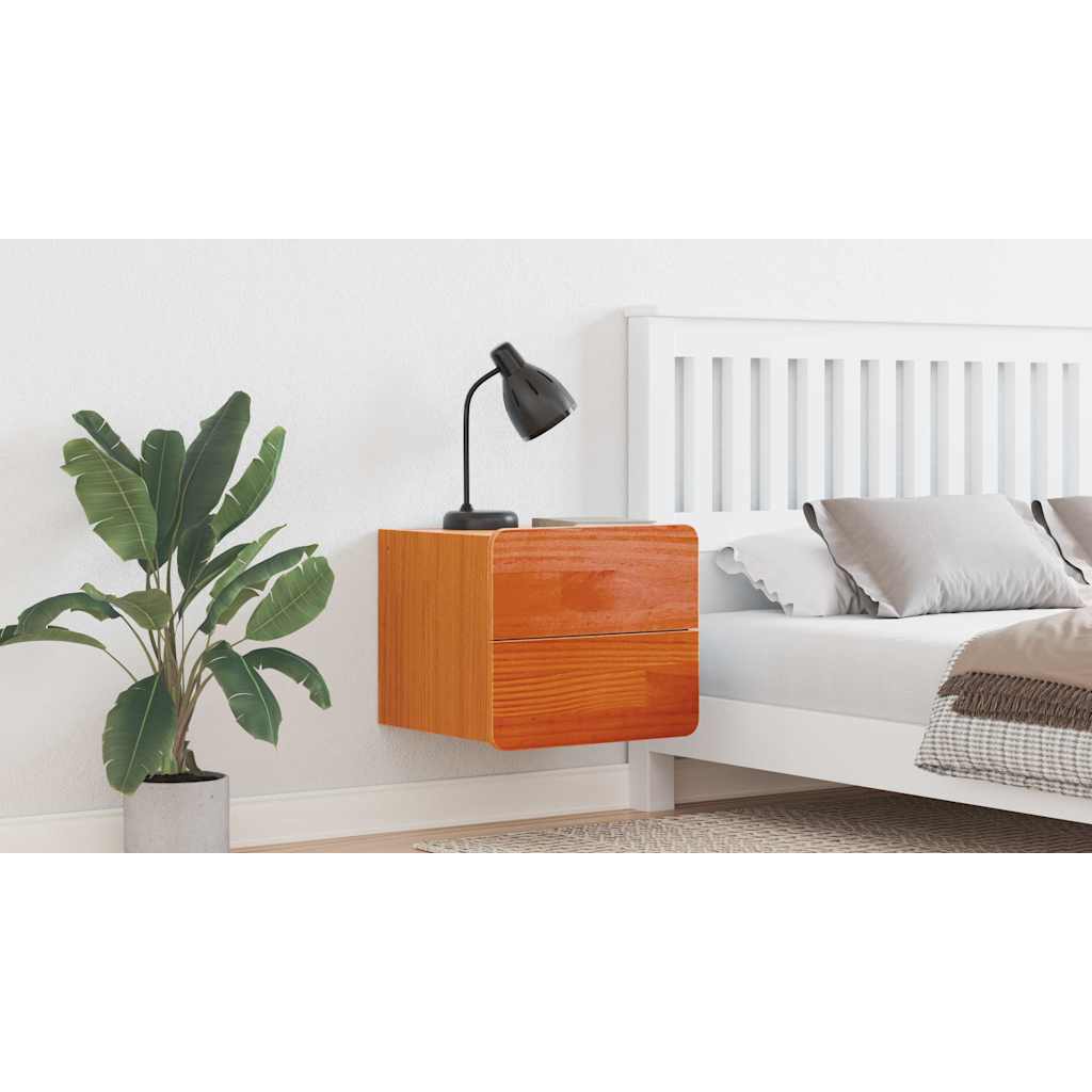 Bedside Table Wax Brown 39 x 34 x 33 cm Solid pinewood