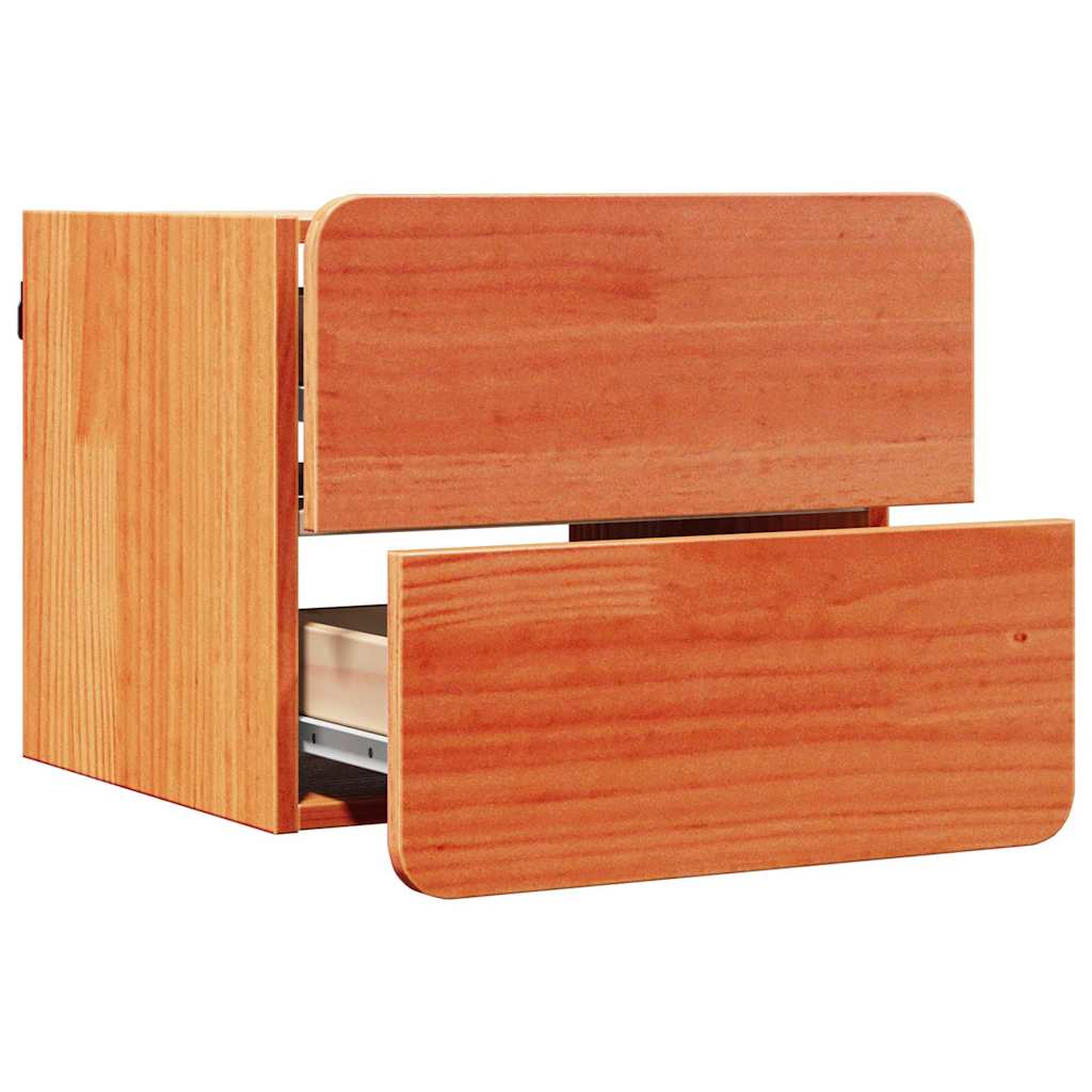 Bedside Table Wax Brown 39 x 34 x 33 cm Solid pinewood