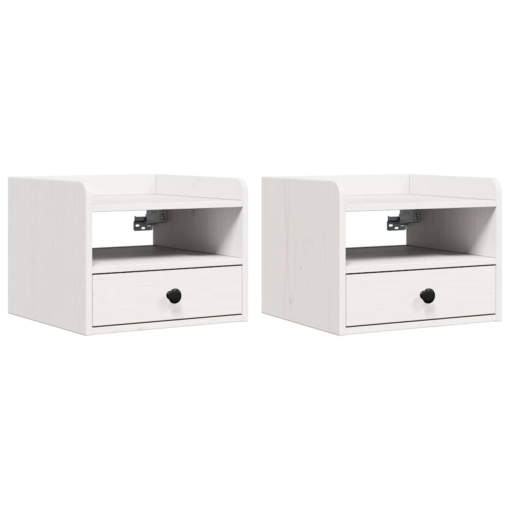 Bedside Table 2 pcs White 38 x 36 x 29.5 cm Solid pine wood