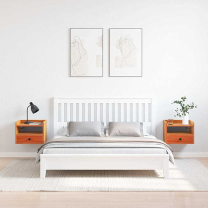 Bedside Table 2 pcs Wax Brown 38 x 36 x 29.5 cm Solid pine wood