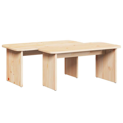 Coffee Table 2 pcs Natural Solid pine wood
