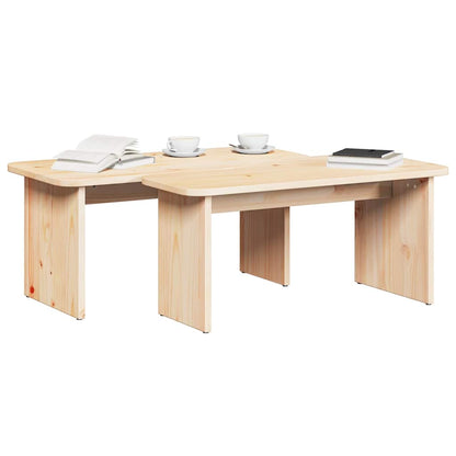 Coffee Table 2 pcs Natural Solid pine wood