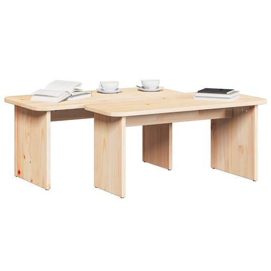 Coffee Table 2 pcs Natural 100 x 69 x 35.5 cm Solid pine wood