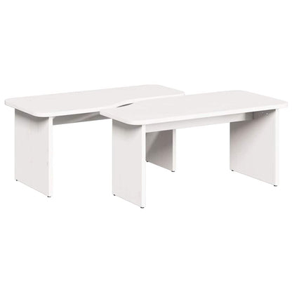 Coffee Table 2 pcs White Solid pine wood