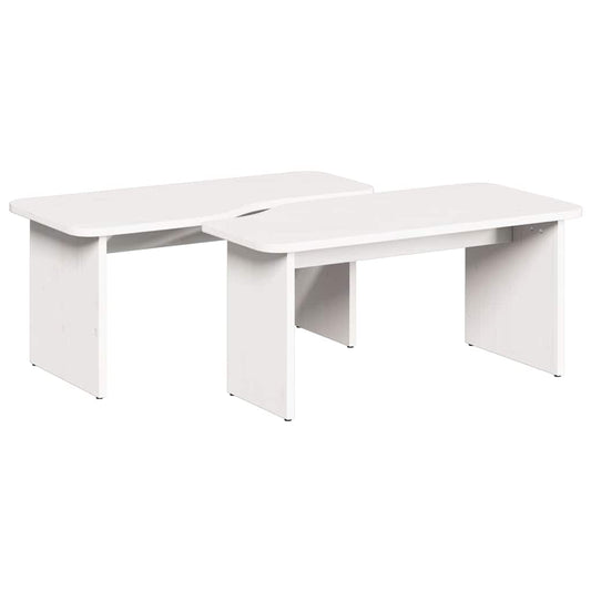 Coffee Table 2 pcs White 100 x 69 x 35.5 cm Solid pine wood