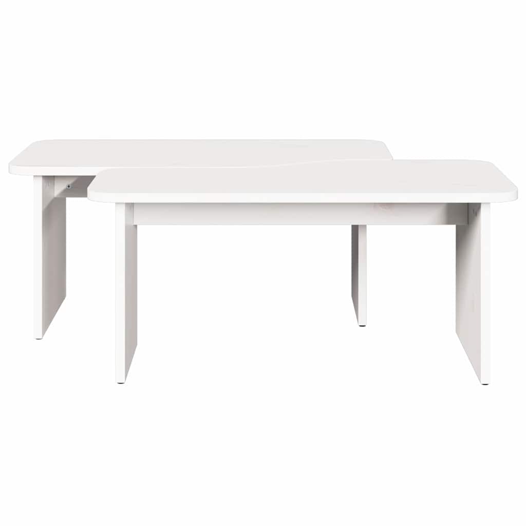 Coffee Table 2 pcs White Solid pine wood