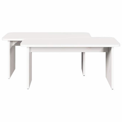 Coffee Table 2 pcs White Solid pine wood