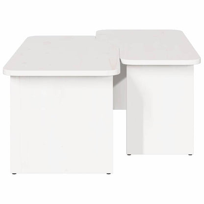 Coffee Table 2 pcs White Solid pine wood