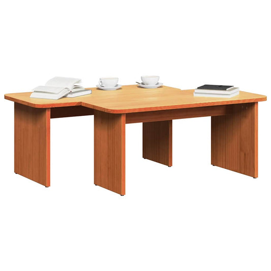 Coffee Table 2 pcs Wax Brown 100 x 69 x 35.5 cm Solid pine wood