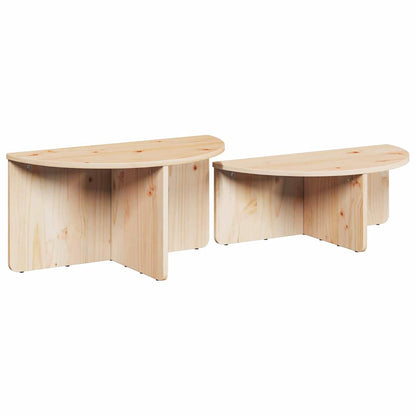 Coffee Table 2 pcs Natural Solid pine wood