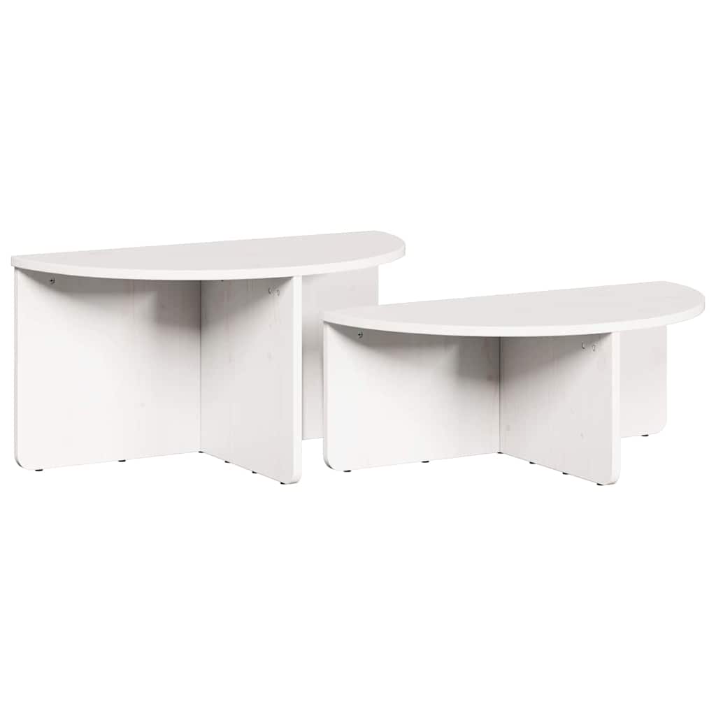 Coffee Table 2 pcs White Solid pine wood