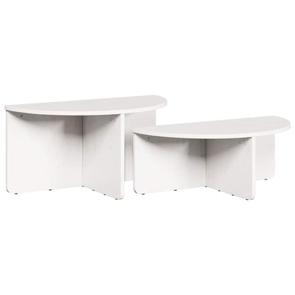 Coffee Table 2 pcs White Solid pine wood