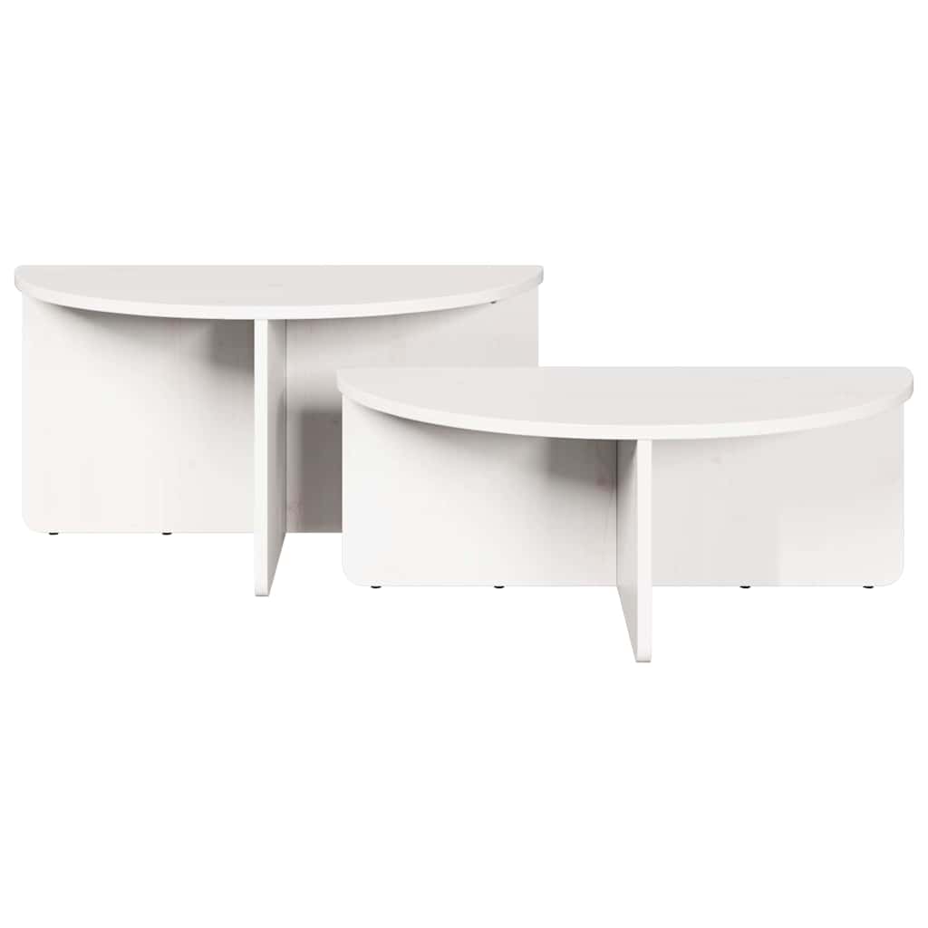 Coffee Table 2 pcs White Solid pine wood
