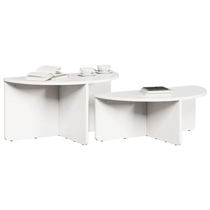 Coffee Table 2 pcs White Solid pine wood