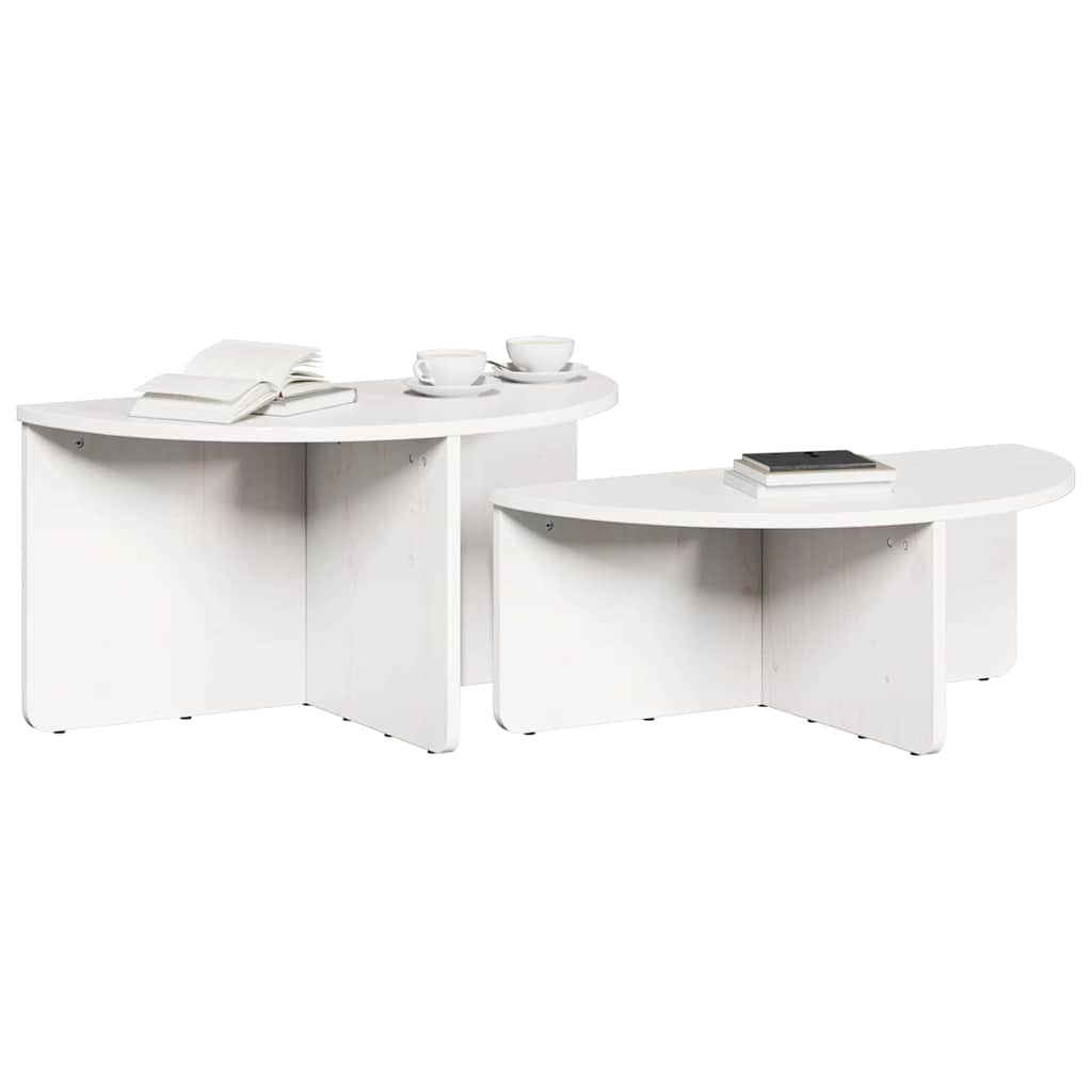 Coffee Table 2 pcs White 79 x 39.5 x 40 cm Solid pine wood