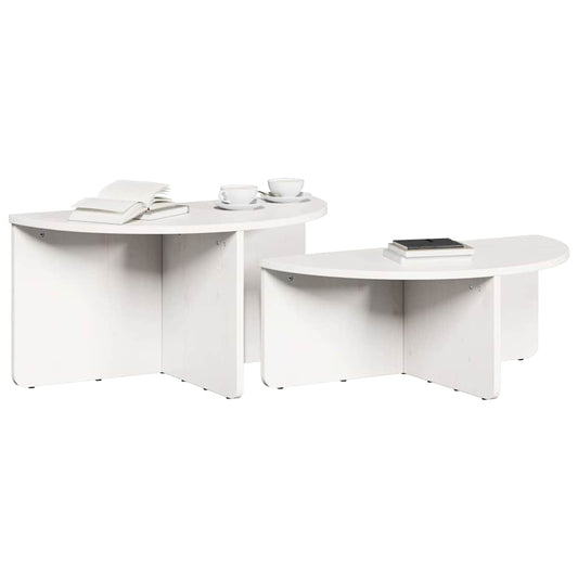 Coffee Table 2 pcs White 79 x 39.5 x 40 cm Solid pine wood