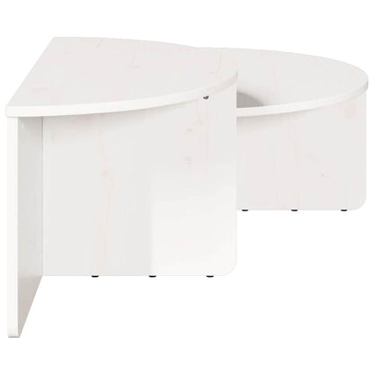 Coffee Table 2 pcs White Solid pine wood