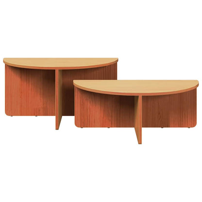 Coffee Table 2 pcs Wax Brown Solid pine wood