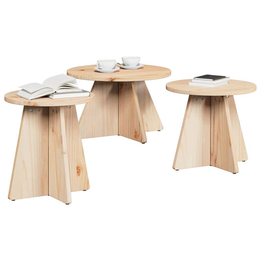 Coffee Table 3 pcs Natural 49 x 49 x 30 cm