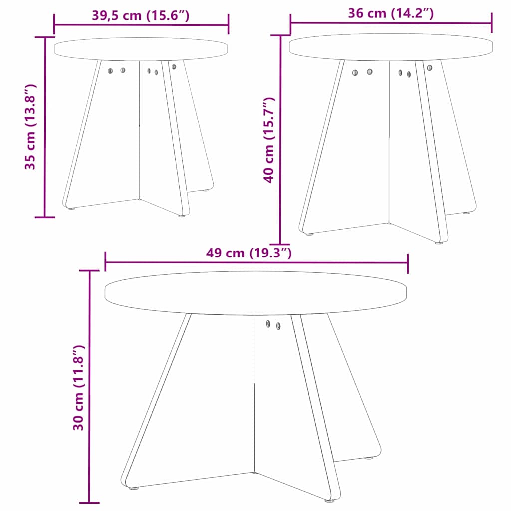 Coffee Table 3 pcs Natural