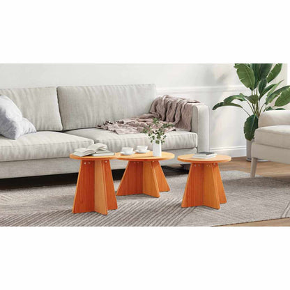 Coffee Table 3 pcs Wax Brown
