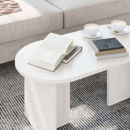 Coffee Table White 80 x 39.5 x 35 cm Solid Pine wood