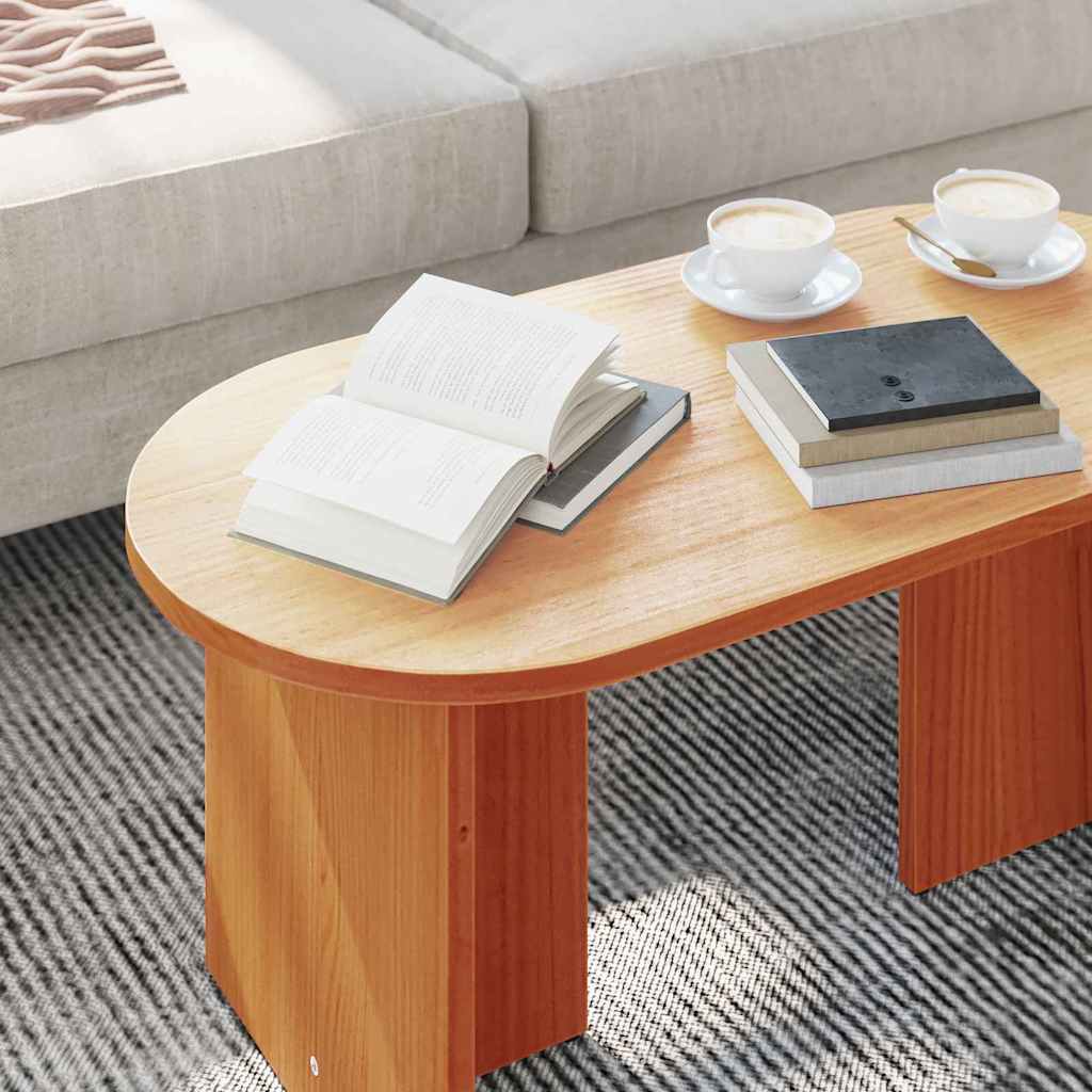 Coffee Table Wax Brown 80 x 39.5 x 35 cm Solid Pine wood
