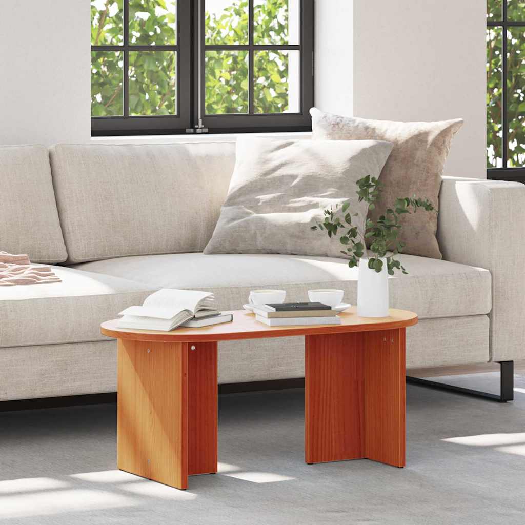 Coffee Table Wax Brown 80 x 39.5 x 35 cm Solid Pine wood