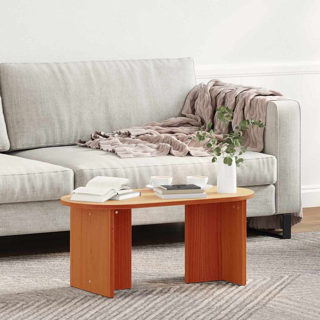 Coffee Table Wax Brown 80 x 39.5 x 35 cm Solid Pine wood