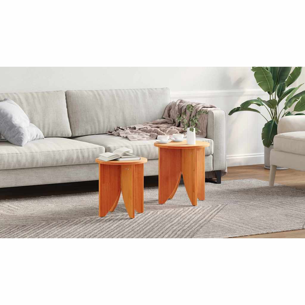 Coffee Table 2 pcs Wax Brown