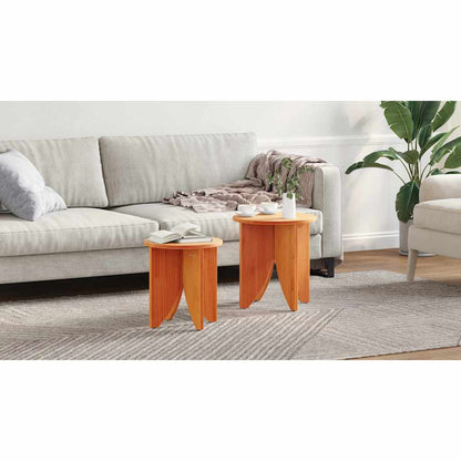 Coffee Table 2 pcs Wax Brown