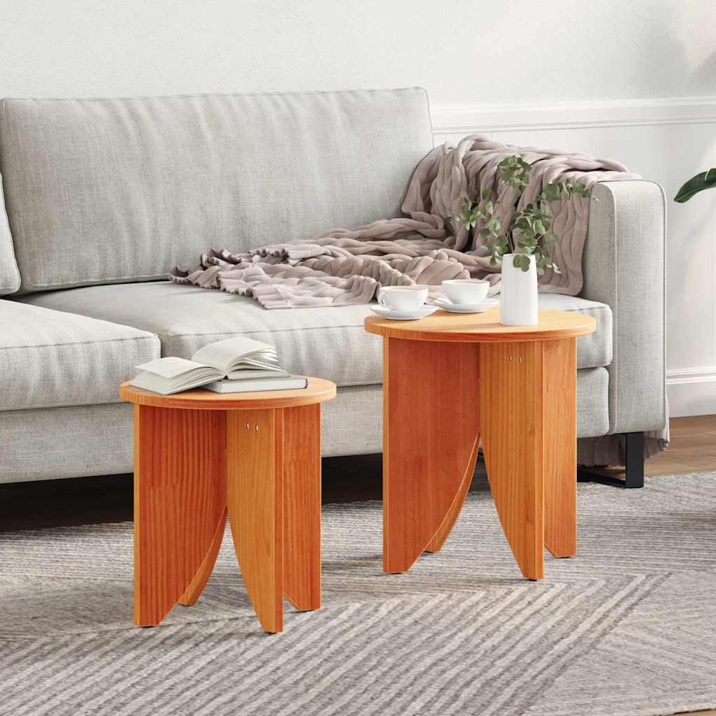 Coffee Table 2 pcs Wax Brown
