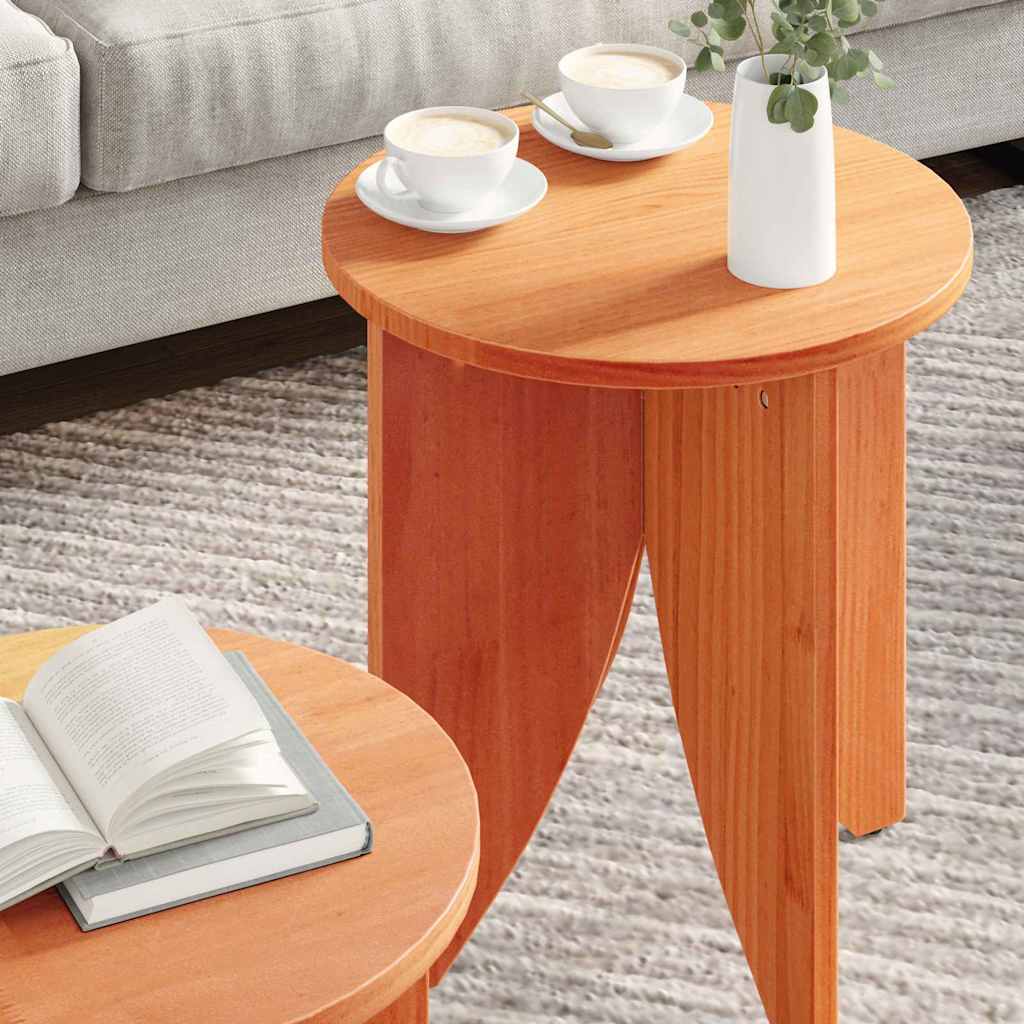 Coffee Table 2 pcs Wax Brown