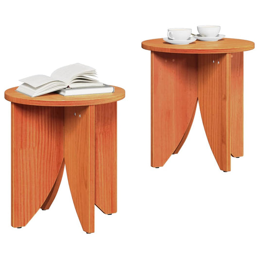 Coffee Table 2 pcs Wax Brown 41.5 x 41.5 x 44 cm