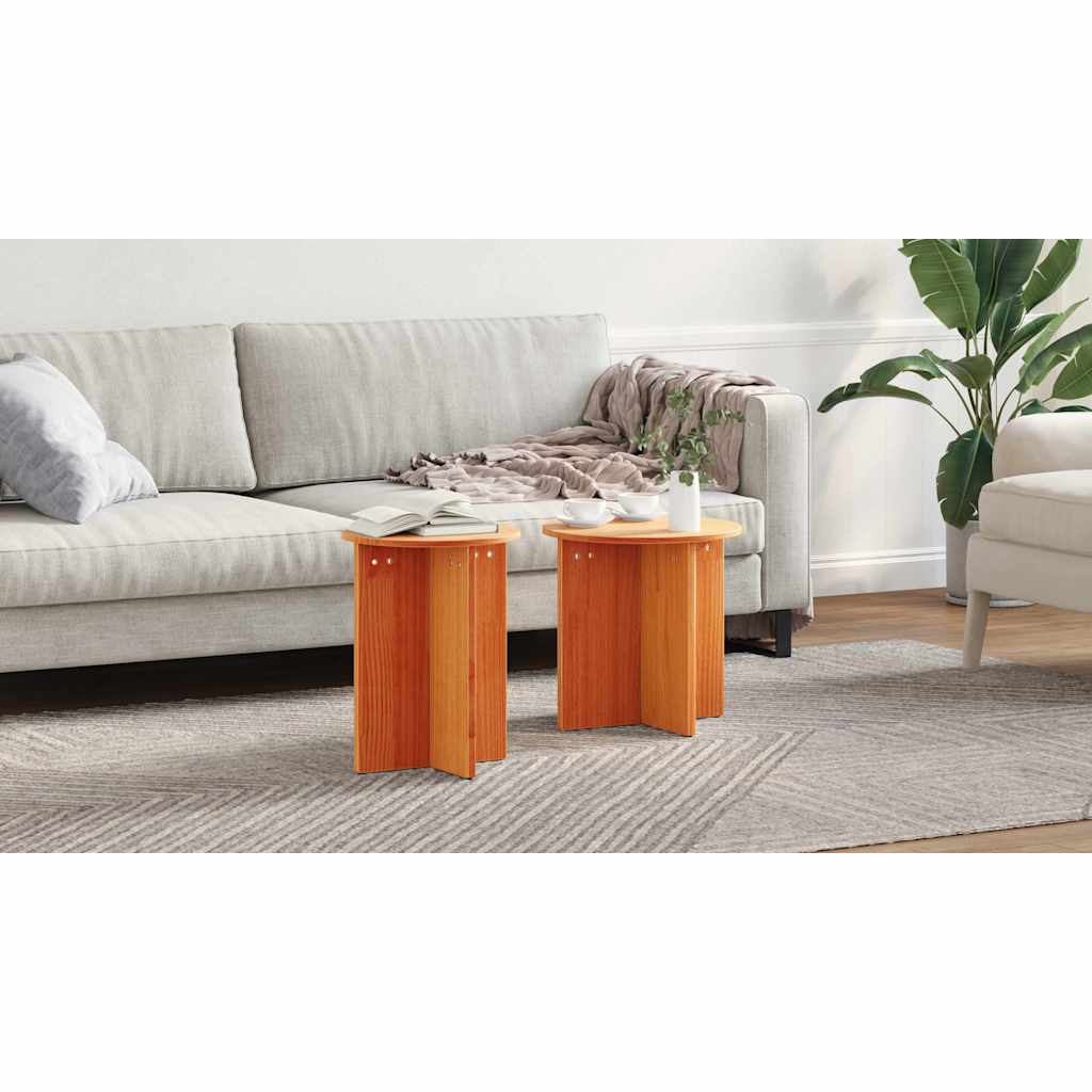 Coffee Table 2 pcs Wax Brown