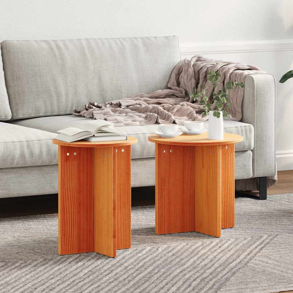 Coffee Table 2 pcs Wax Brown