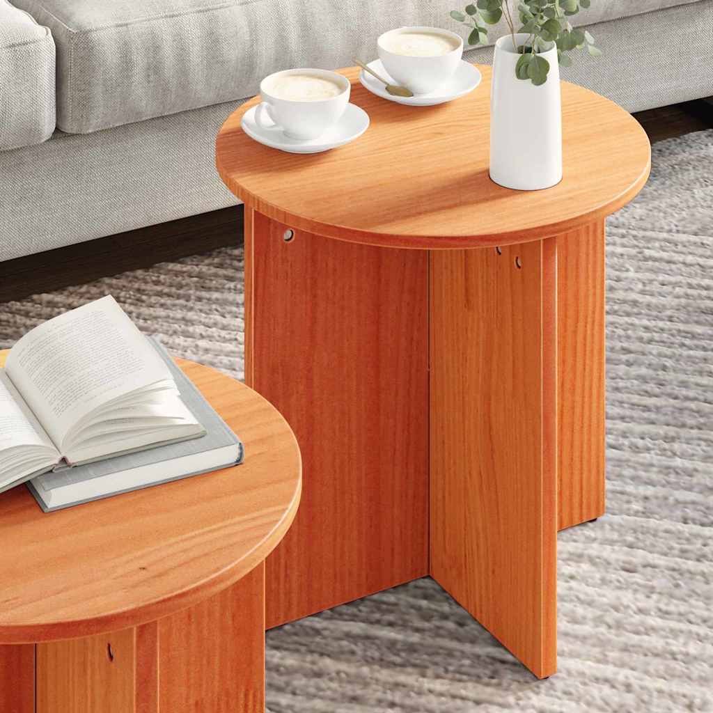 Coffee Table 2 pcs Wax Brown