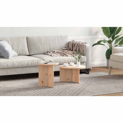 Coffee Table 2 pcs Natural Solid Pine wood