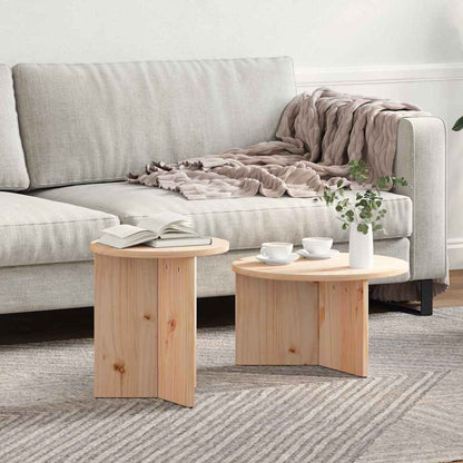 Coffee Table 2 pcs Natural Solid Pine wood