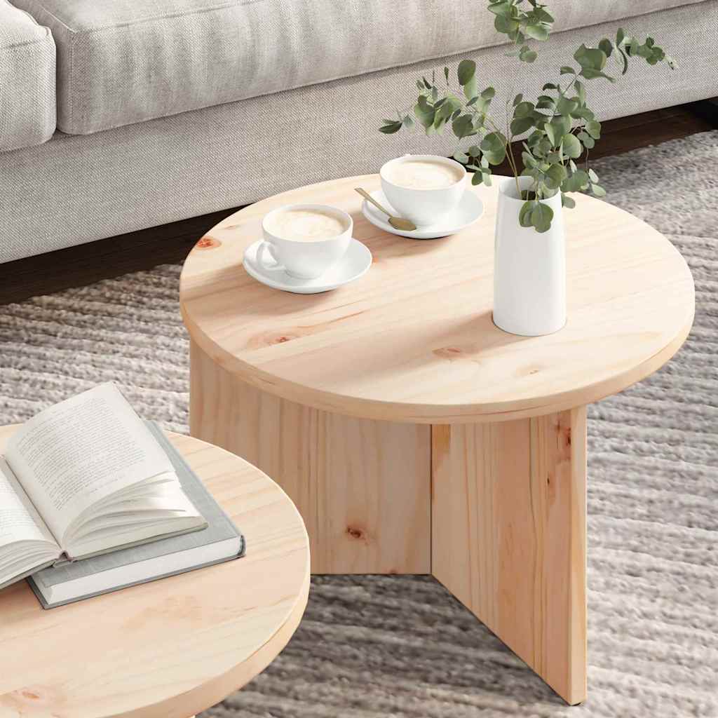 Coffee Table 2 pcs Natural Solid Pine wood