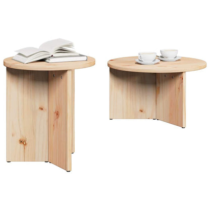 Coffee Table 2 pcs Natural Solid Pine wood