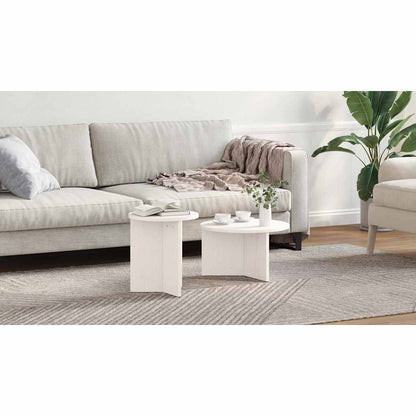 Coffee Table 2 pcs White Solid Pine wood